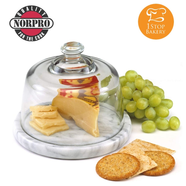 Glass Cheese Dome with Marble Base - palmer-candy
